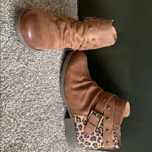 White Mountain Leopard Print Studded boots